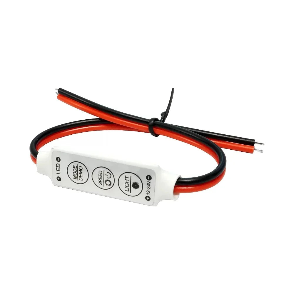 LED controller with mode, speed, and light settings for 12-24V systems, ideal for marine, camping, or mining lights