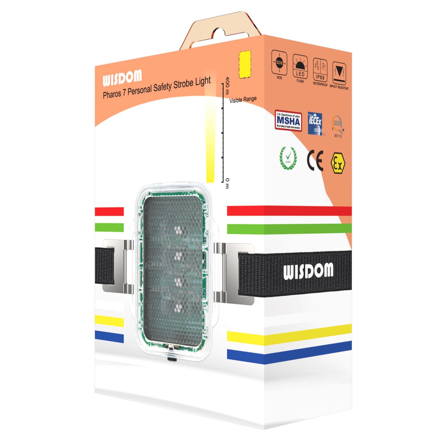 Personal strobe light Wisdom Pharos 7 packaging box
