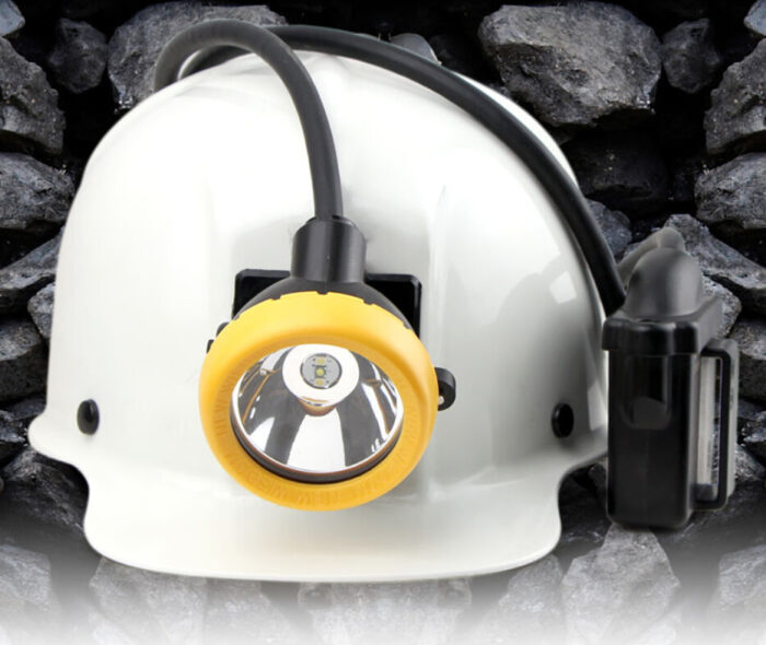 Wisdom KL8M Miners Cap Lamp on safety helmet
