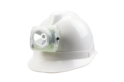wisdom cap lamp on white safety helmet