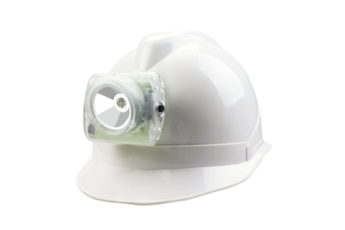 wisdom cap lamp on white safety helmet