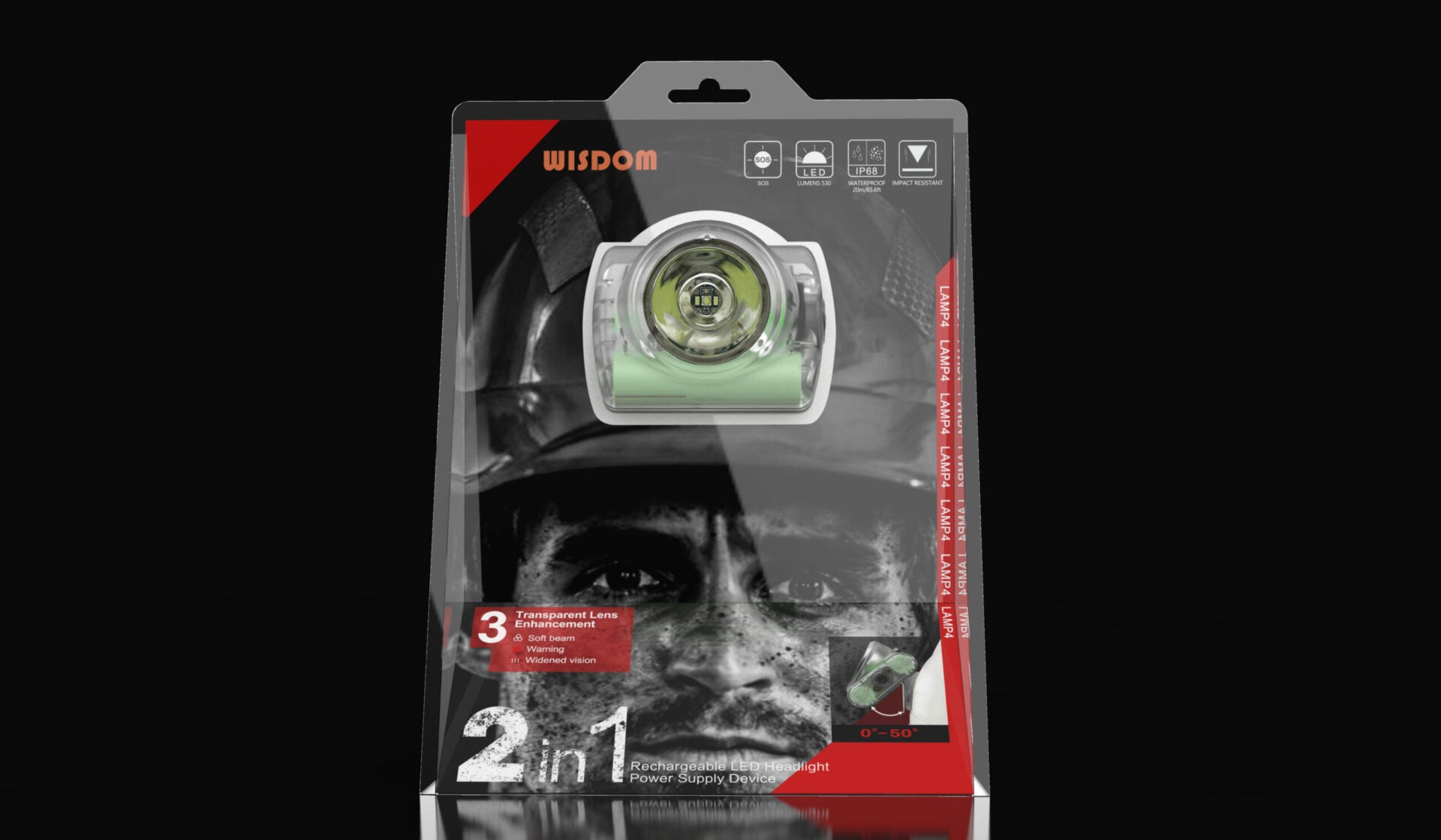 Wisdom 4A Cordless Cap Lamp Set box packaging