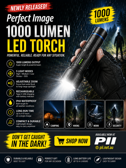 1000 Lumen rechargeable torch