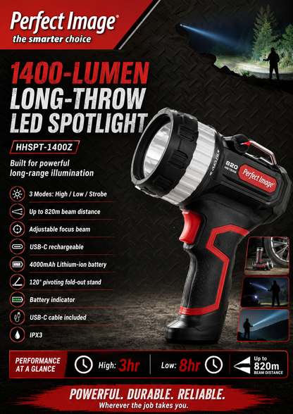 Rechargeable 1400 Lumen Spotlight